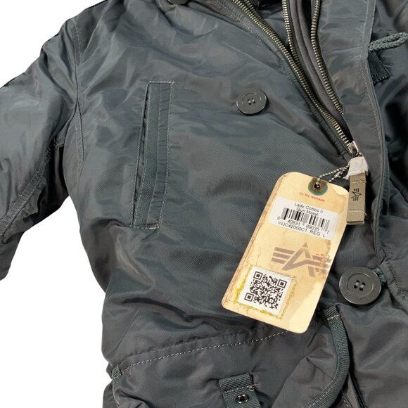 Alpha Industries Lady Cobbs Parka Womens Size L Insulated Jacket Gun Metal NWT - Picture 4 of 14